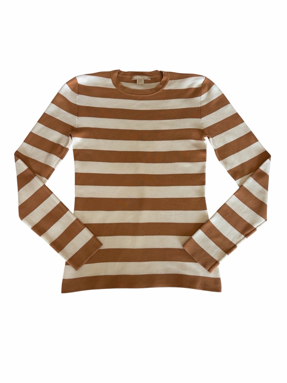 Michael Kors Collection Suntan Stripe Cotton Knit Sweater S EUC